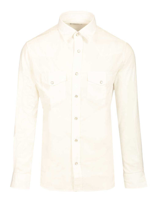 Light Western Twill Slim Fit Shirt Shirts Bianco