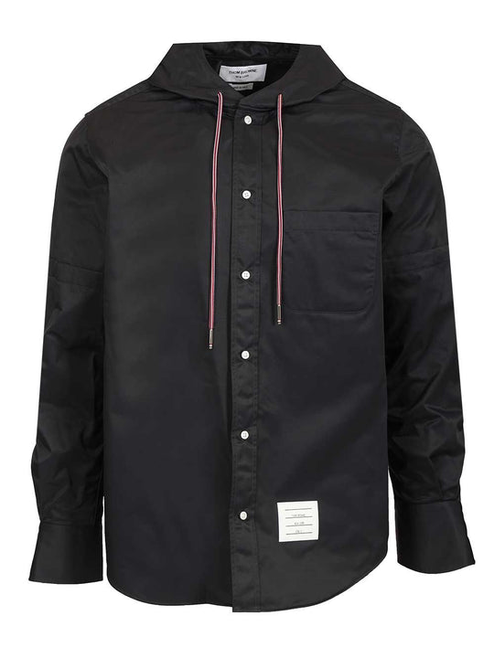 Nylon Hooded Shirt Shirts Blu