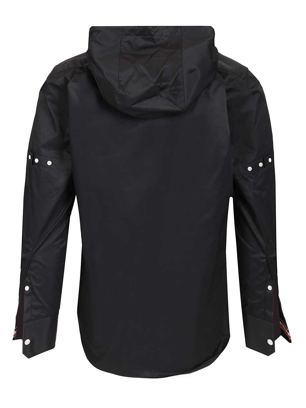 Thom Browne Hooded Straight Fit L/S Shirt W/ Rwb Cuff Detail And Cfront Placket And Self Armband In Poly Co Shirts - Blu | 6e37a2e0a9d3f364c04b7902a0b80c4f3168b41d