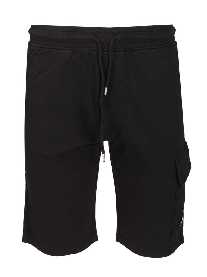 C.P. Company Light Fleece Cargo Lens Sweatshorts Trousers - Nero | f6eab4bc7f79182c2ad8aece48ded105d8ab9043