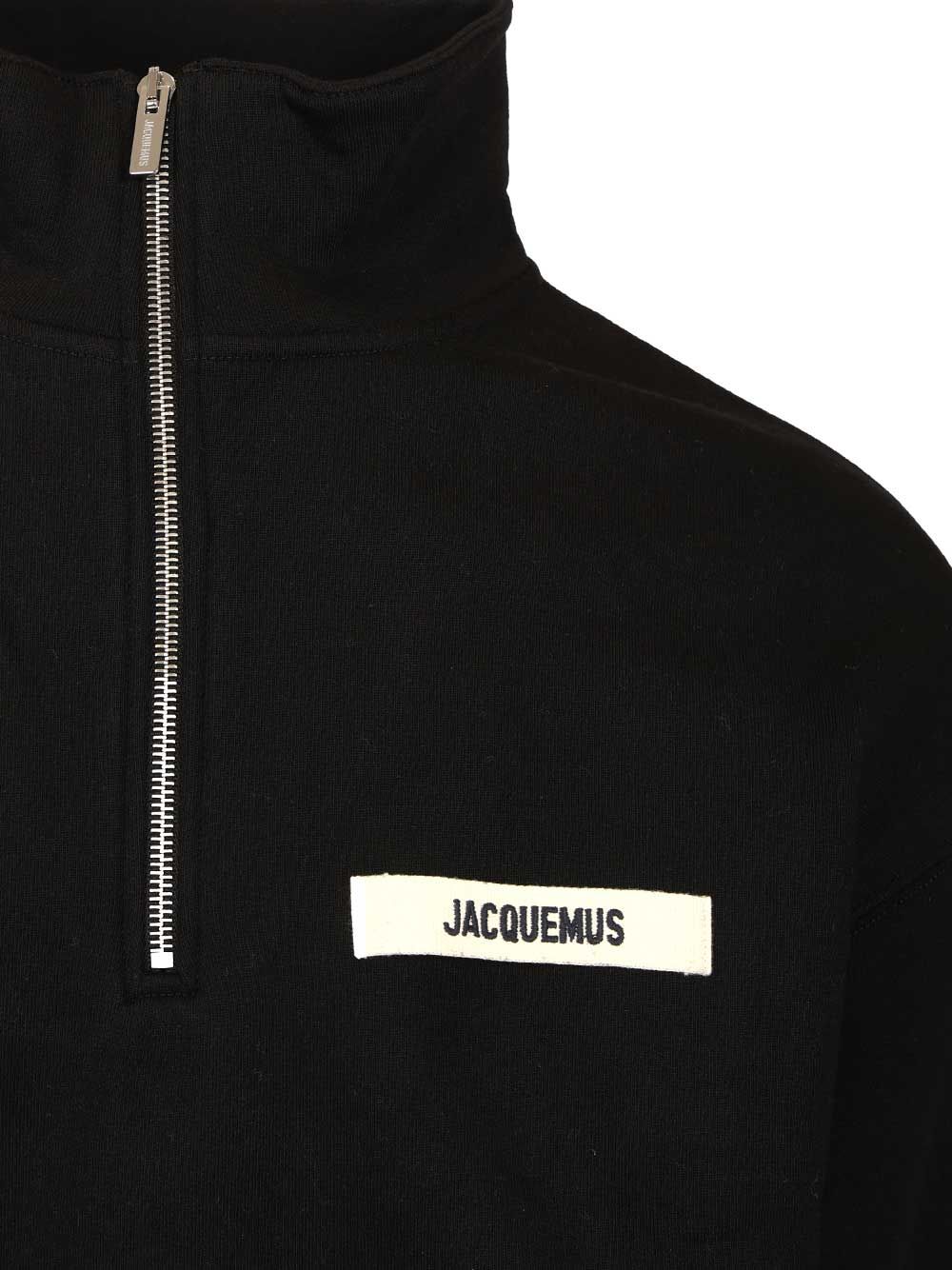 Jacquemus Half-Zip Cotton Sweatshirt Sweatshirts - Nero | b25eeea3ff21e706edbf1017d2c262942c33c55a
