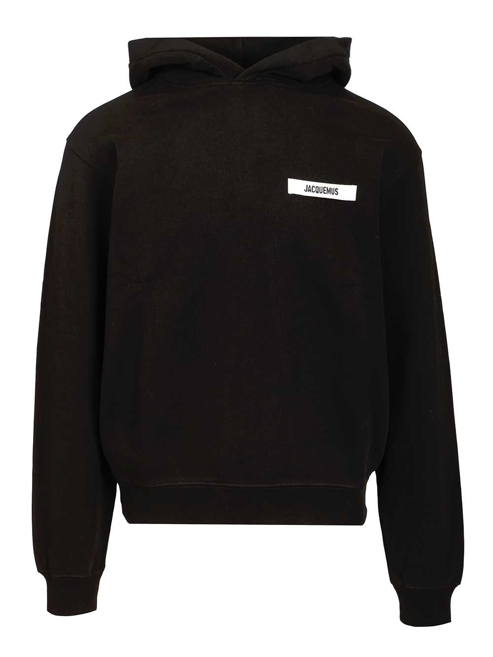 Jacquemus Le Hoodie Gros Grain Sweatshirts - Nero | a4cc83a34d04ca49762f578cbc43fdb13b80ec81