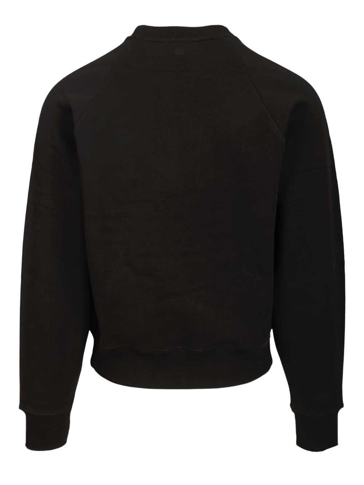 Ami Heavy Loopback Organic Cotton Fleece Sweatshirts - Nero | 35a8702cdebdeaa9223c7ae6d9f44e0f5989350d