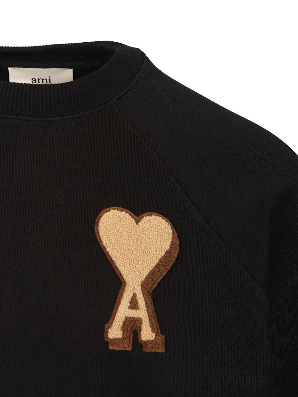 Ami Heavy Loopback Organic Cotton Fleece Sweatshirts - Nero | c68c60ce4a320ab920874b7d7b6a18afb442c7fd