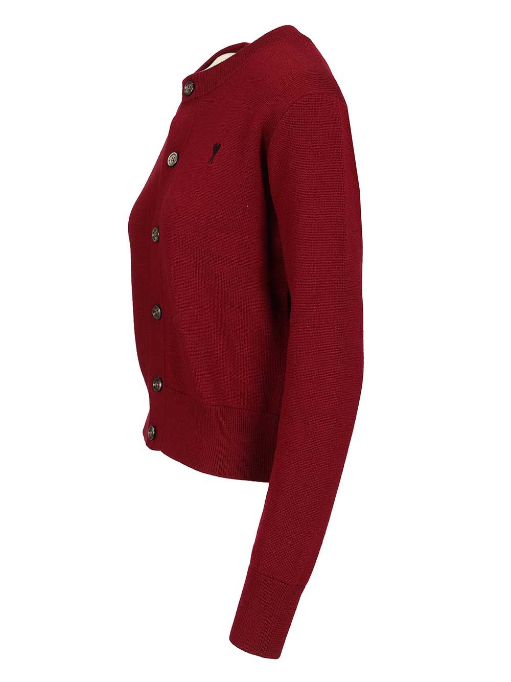 Ami Merino Wool Cardigan Knitwear - Rosso | ead5cc155660b79a2240dc0563b5f860a7d8212f