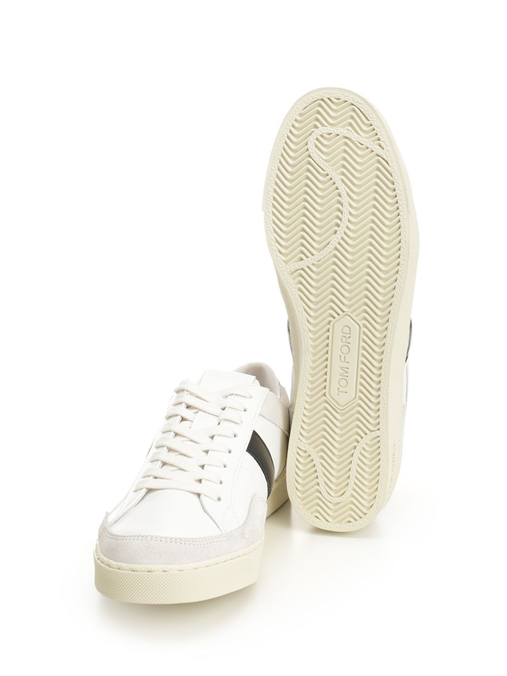 Tom Ford Suede + Grain Leather Low Top Sneakers - Bianco | 100e3730ea7bfaa496bc25f454860cc79ef9c561