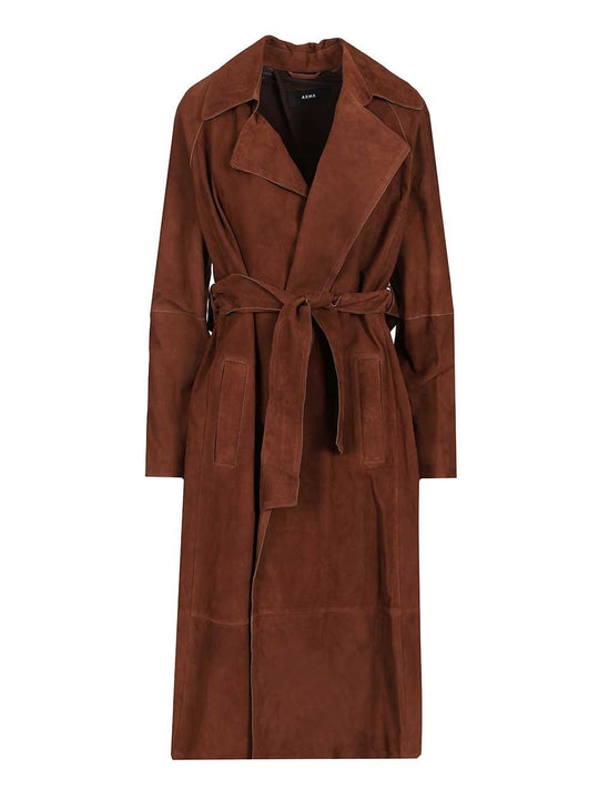 Yava Lamb Suede Coats Marrone