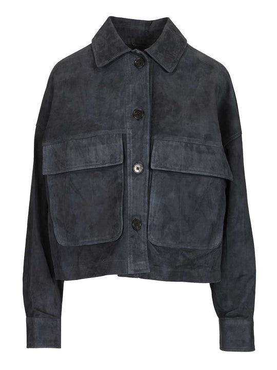 Miri Lamb Suede Giacche Blu