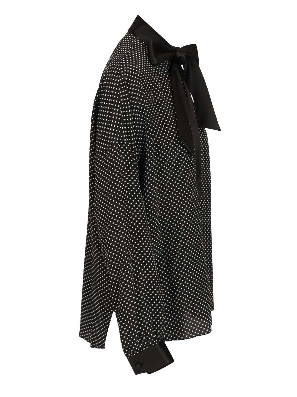 Tom Ford Printed Small Polka Dot Silk Crepe De Chine Lavalliere Tunic Top Shirts - Nero | a16295504f0094e7455bdb1939ac127fbd78fa10