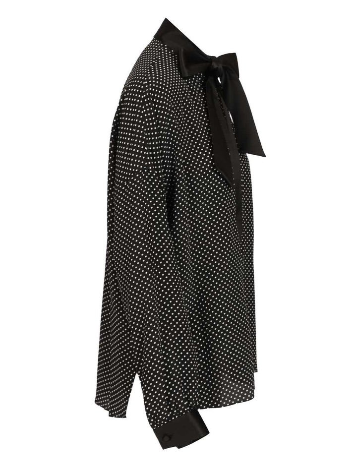 Tom Ford Printed Small Polka Dot Silk Crepe De Chine Lavalliere Tunic Top Shirts - Nero | a16295504f0094e7455bdb1939ac127fbd78fa10