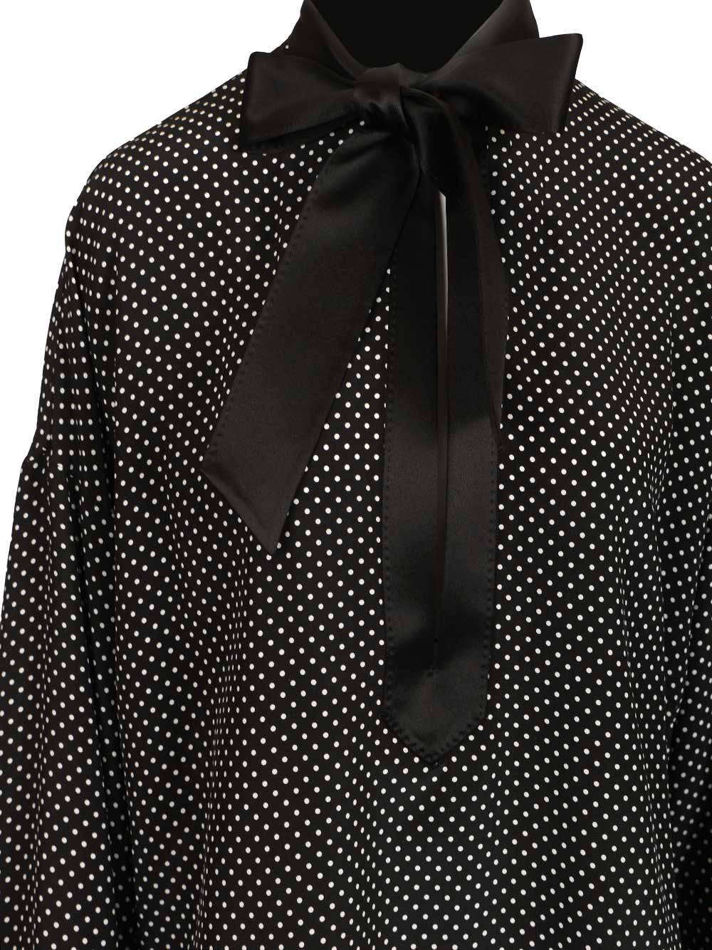 Tom Ford Printed Small Polka Dot Silk Crepe De Chine Lavalliere Tunic Top Shirts - Nero | 6140881d23d243b58f5ca72909d298729266e33e