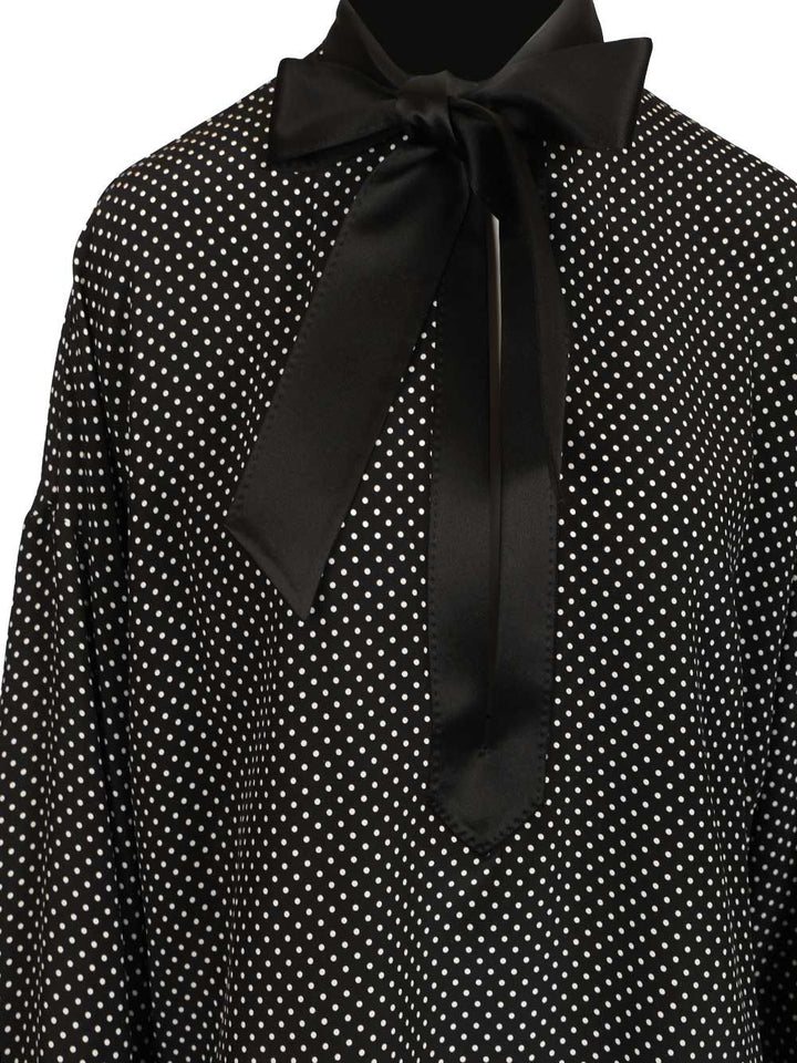 Tom Ford Printed Small Polka Dot Silk Crepe De Chine Lavalliere Tunic Top Shirts - Nero | 6140881d23d243b58f5ca72909d298729266e33e