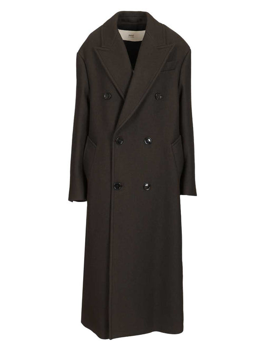 Long Double-Breasted Coat Coats Nero