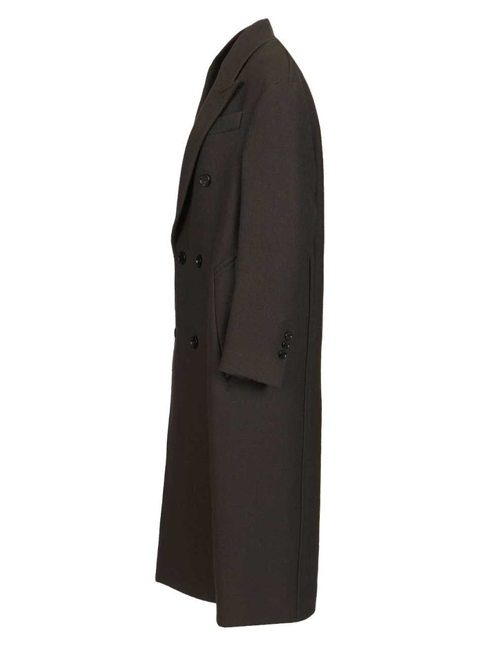 Ami Long Double-Breasted Coat Coats - Nero | 15af774815297462da284bd081c930c75785a8bc