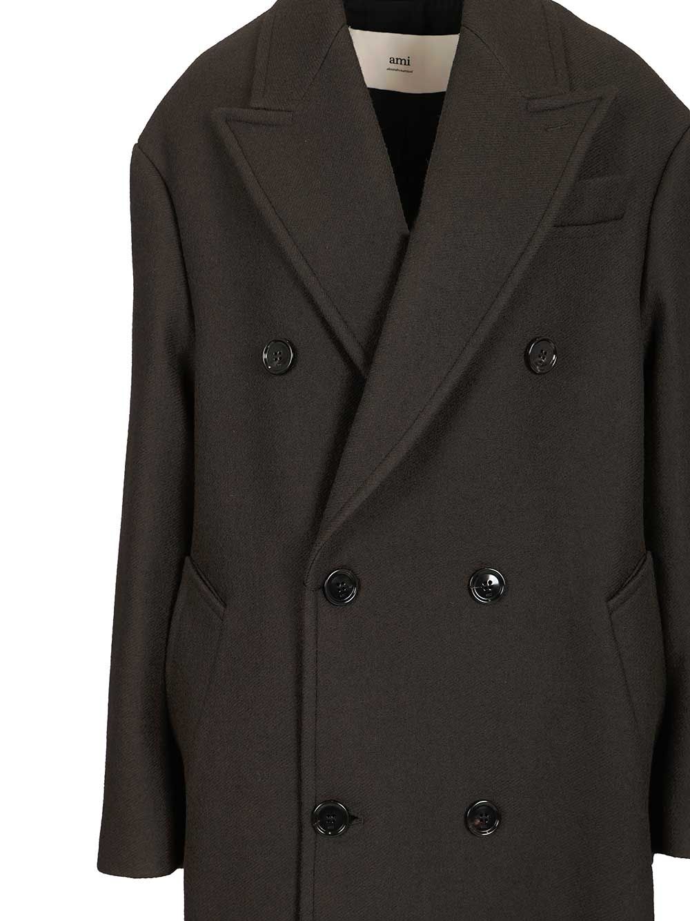 Ami Long Double-Breasted Coat Coats - Nero | e8b1349b3e433601be98dd651ceda67fd56fcba6