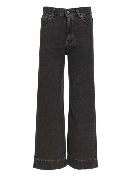 Straight Cropped Jeans Nero