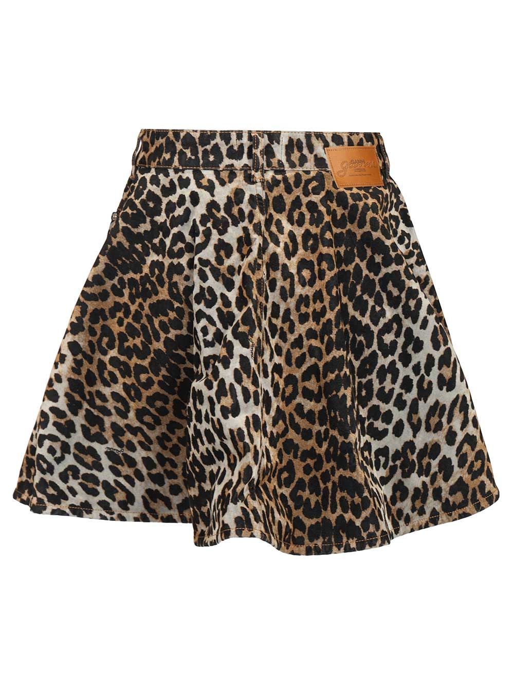 Ganni Printed Flock Denim Mini Skirt Gonne - Animalier | 2e1320f1ec025c32d913a8c7df9a14c8c07fb002