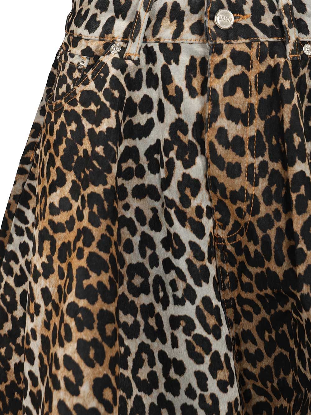 Ganni Printed Flock Denim Mini Skirt Gonne - Animalier | a86a7f0ac34225be001525fa80cf5673ea93fed1