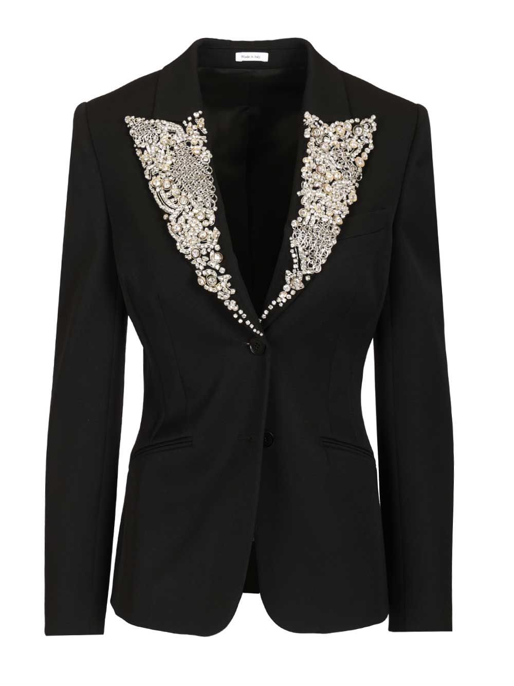 Mcqueen Single-Breasted Jacket With Chainmail-Style Embroidery Giacche - Nero | 9096a6aab9d4468ae98848705c87b5de3c363ed7