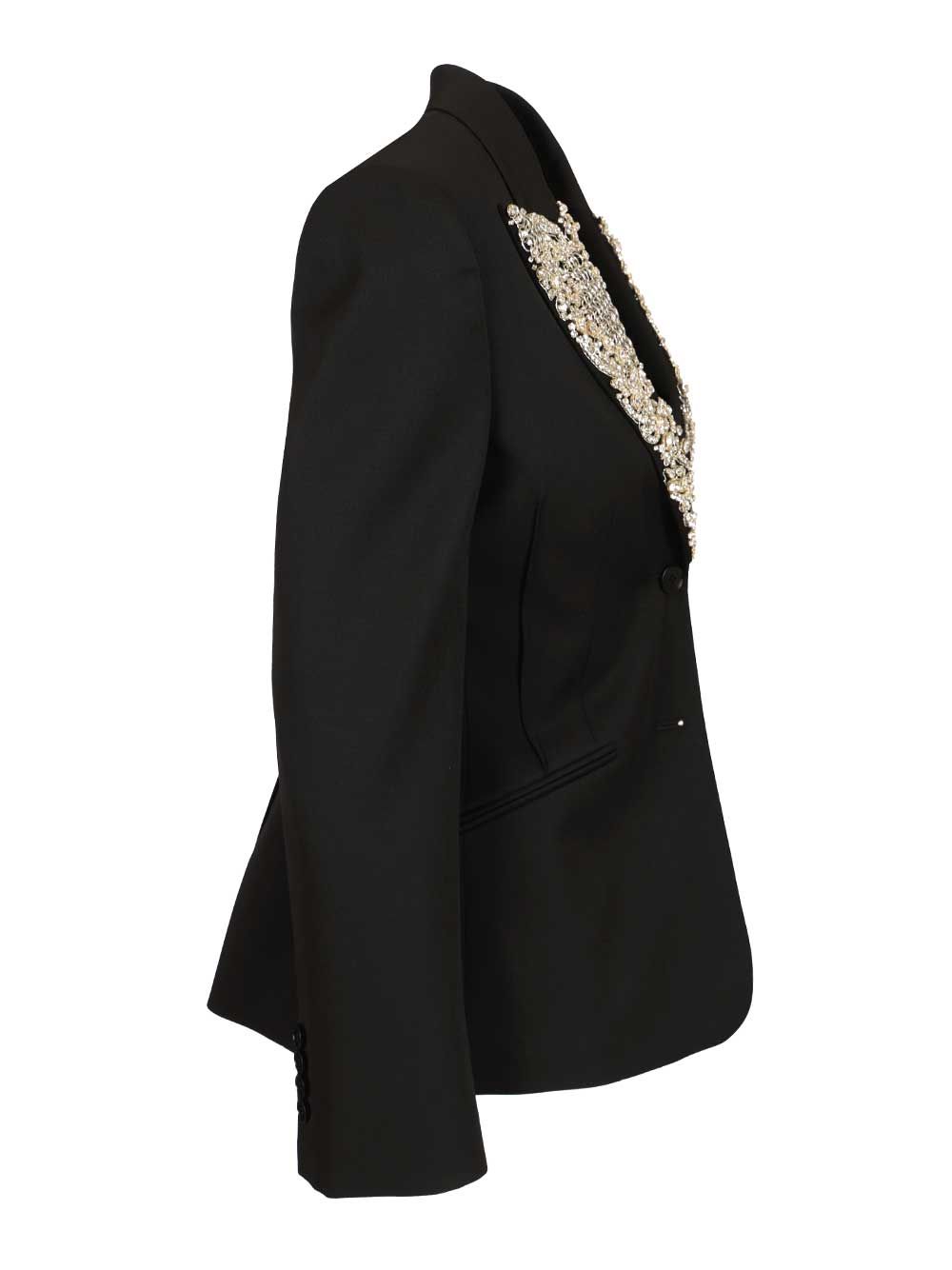 Mcqueen Single-Breasted Jacket With Chainmail-Style Embroidery Giacche - Nero | a9ec8a55ea46dfc7686f55762e1a5cdf6ddf886c