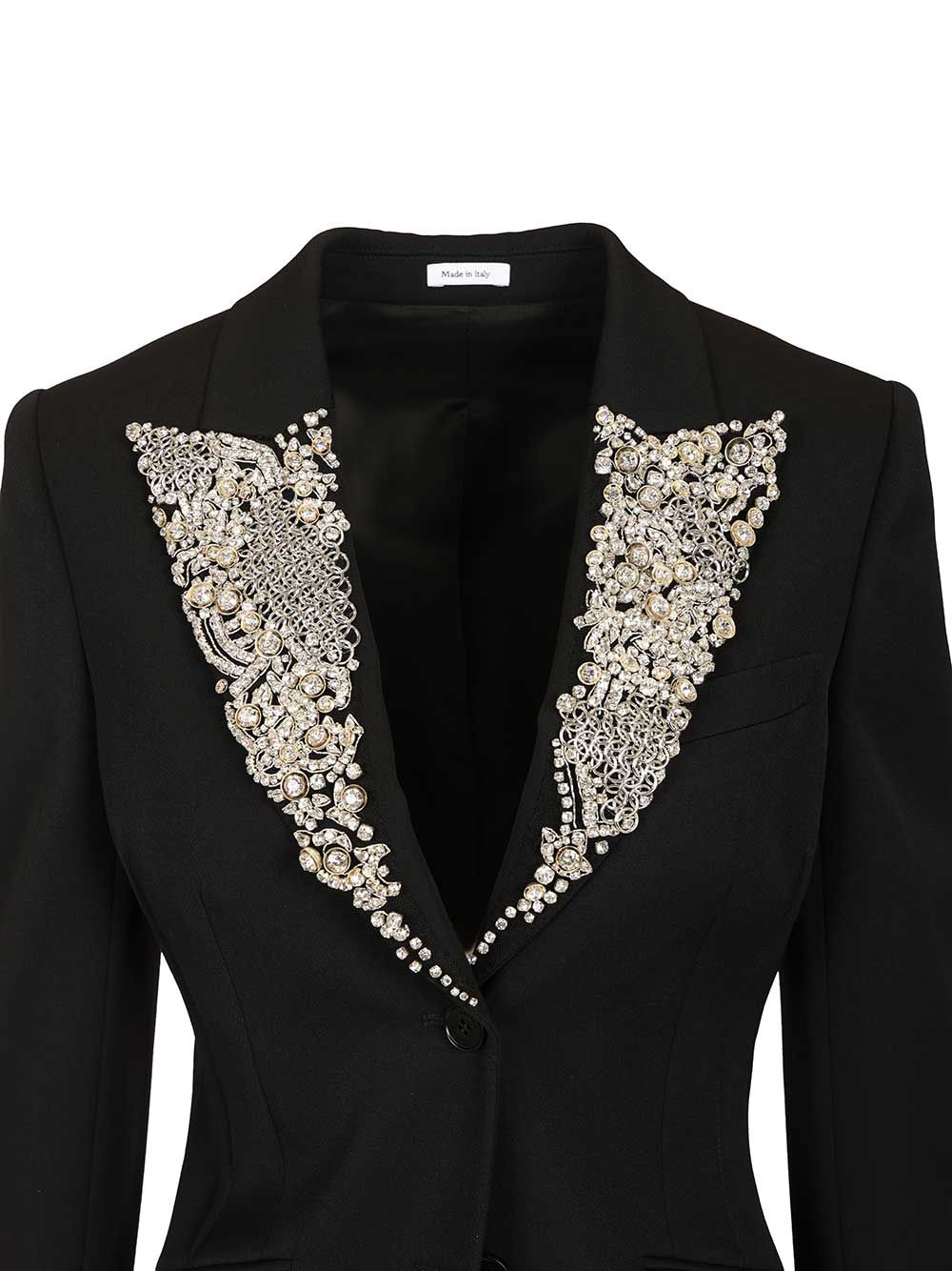 Mcqueen Single-Breasted Jacket With Chainmail-Style Embroidery Giacche - Nero | d0777c97a5b11001138b167493c2e1905333f19d