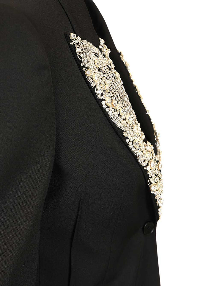 Mcqueen Single-Breasted Jacket With Chainmail-Style Embroidery Giacche - Nero | dc3c7a9bf99e845fd6fb389f379d63a3ec9a953a