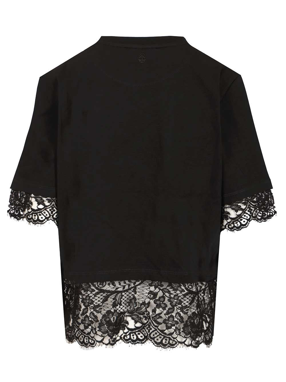 Mcqueen Cotton  With Lace T-Shirt - Nero | 8fdf039e3a35871728dbb34ae8af37423c0cd864