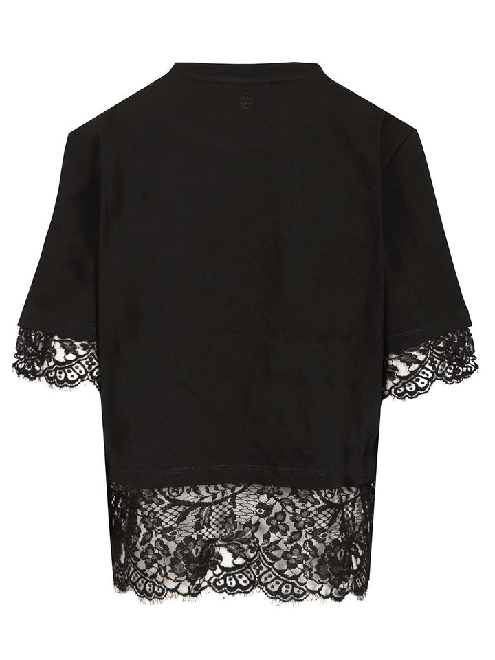 Mcqueen Cotton  With Lace T-Shirt - Nero | 8fdf039e3a35871728dbb34ae8af37423c0cd864