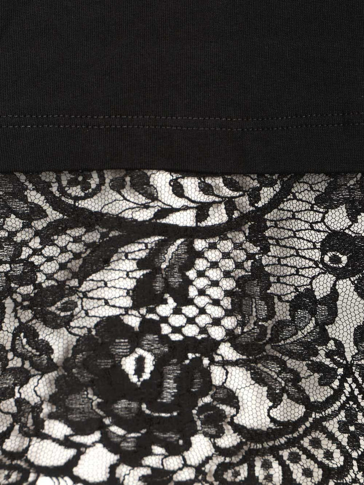 Mcqueen Cotton  With Lace T-Shirt - Nero | 16401b9135cee80aa9bd0a2cd31dc8dff05cc263