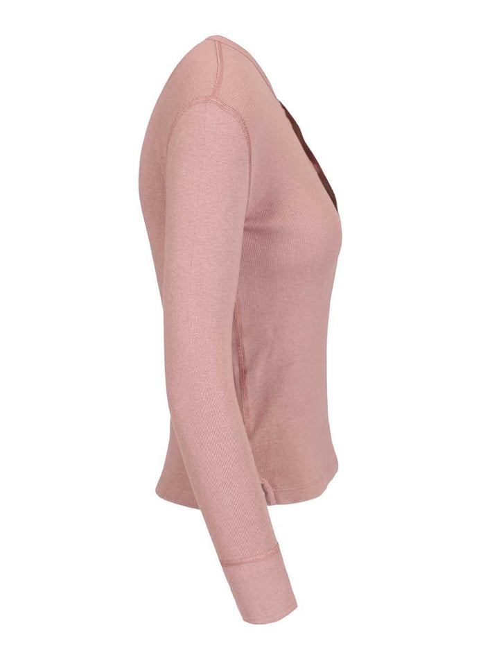 Chloe' Cotton Henley Shirt Knitwear - Rose | a08e3726f43f6b72494cae71c344189a257b9ce6