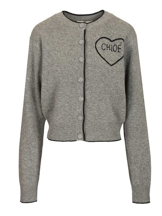 Cashmere Blend Cardigan Knitwear Grey