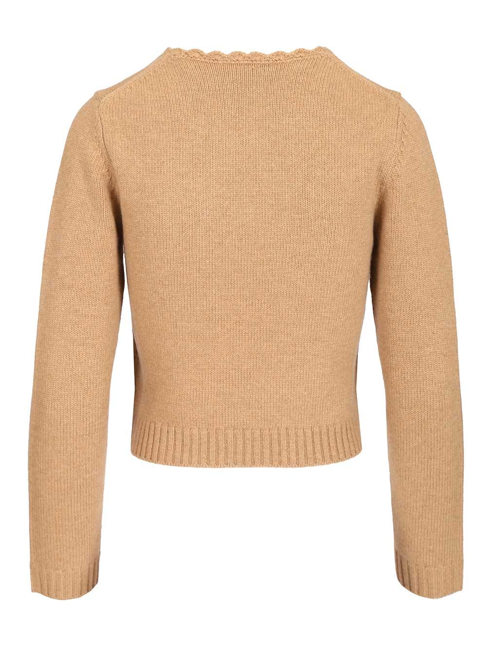 Chloe' Crewneck Sweatwer With Logo Knitwear - Beige | e4a63f0771878a6d2c2494aa66b907c86e6fa0c3