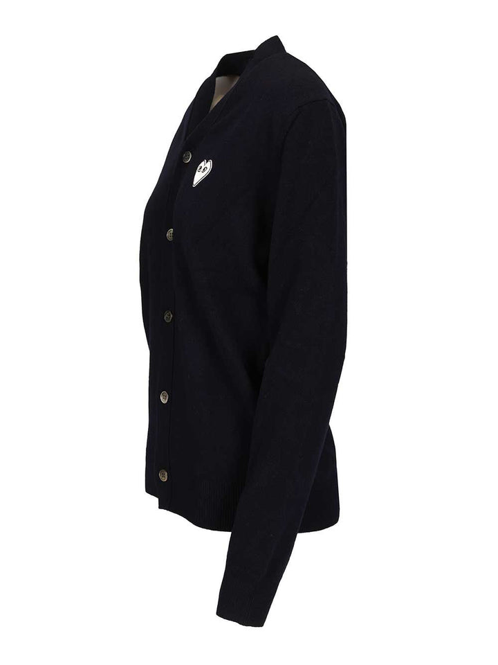 Comme Des Garcons Play Wool Cardigan Knitwear - Blu | 34ea36a6c9f234b0b2ed7c1231aa0f2124db6360