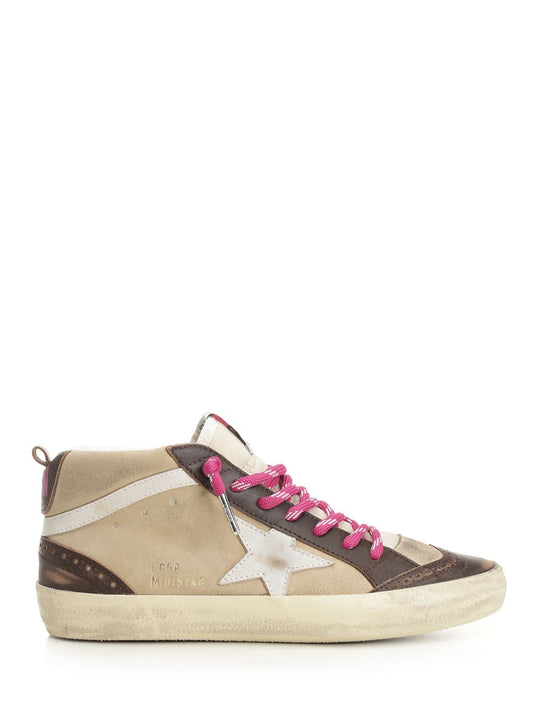 Mid Star Leather And Suede Upper Leather Toe Star Suede Spur Nylon Tongue Sneakers Beige