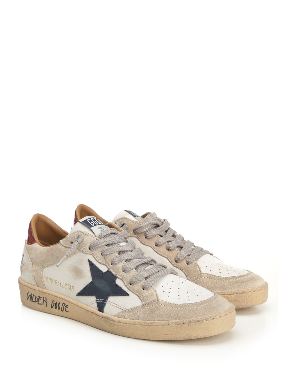 Golden Goose Deluxe Brand Ballstar Leather And Suede Upper Leather Tongue Star And Spur Suede Toe Printed Leather Heel Sneakers - Beige | 27d068982a8bce81e7c15f34f1b3a1f09f039ef8