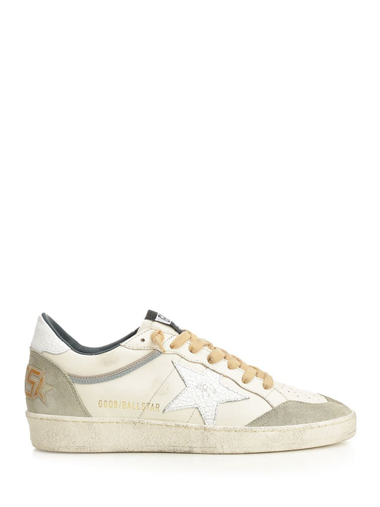 Ballstar Nappa Upper Suede Toe And Spur Crack Leather Star And Heel Sneakers Beige