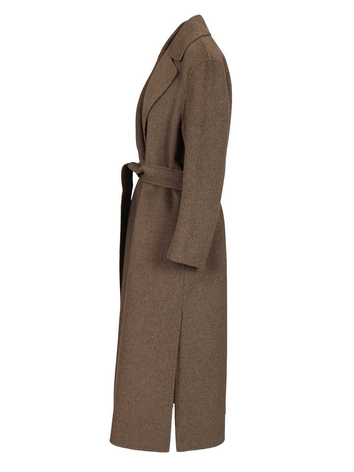 'S Max Mara Luna Long Wool Coat Side Slits With Belt Coats - Rosso | 69a890a2a40a5b9e4c6d15e023c68858a7b2173a
