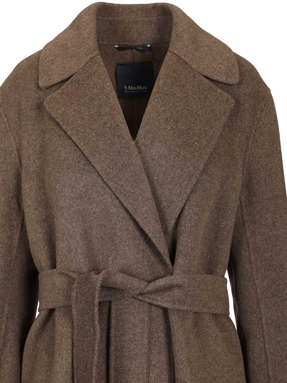 'S Max Mara Luna Long Wool Coat Side Slits With Belt Coats - Rosso | c350c40ba691fc435023c723784fbc4aa8c15483