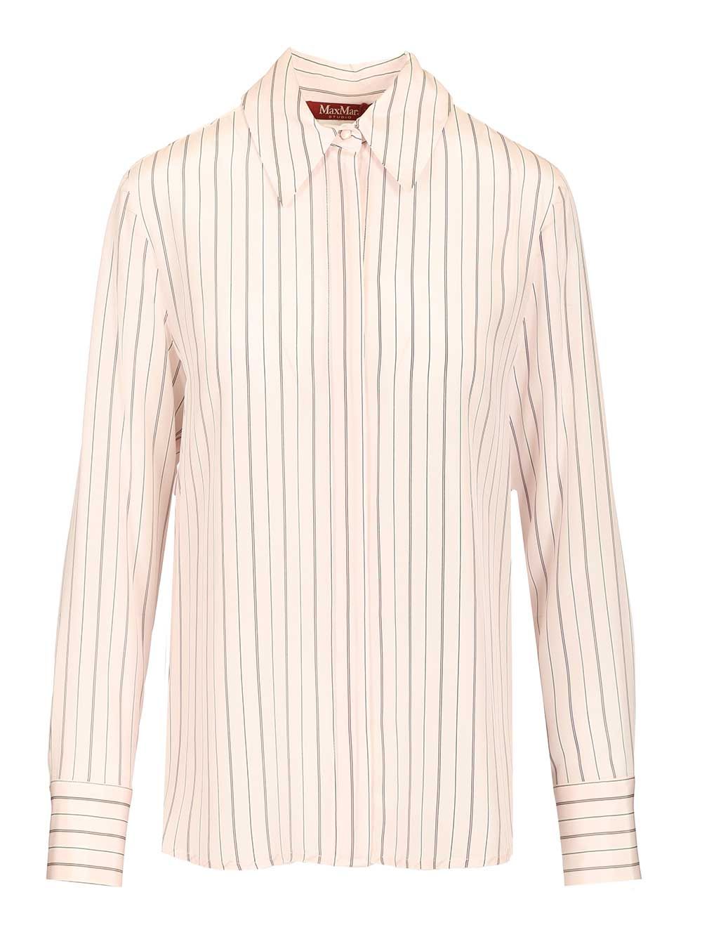 Max Mara Studio Mstflirt Silk Striped Shirt Shirts - Rose | fa4ee2d62cefab10c1644c7a58a6ad4720d9de1a