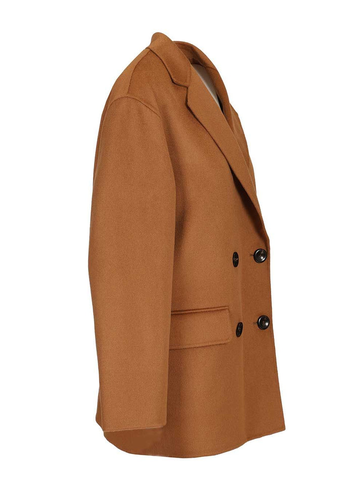 Max Mara Studio Caban In Wool And Silk Coats - Marrone | 056946f5f348410a8f79d58fb22b8f45fc8002ea