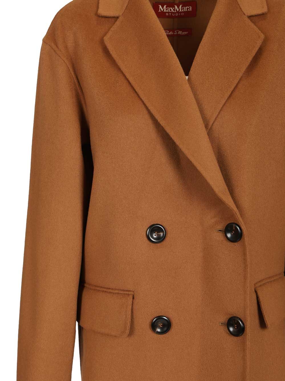 Max Mara Studio Caban In Wool And Silk Coats - Marrone | ad5384d8c49a424f7e251c3b093cfdaae2ff12b8