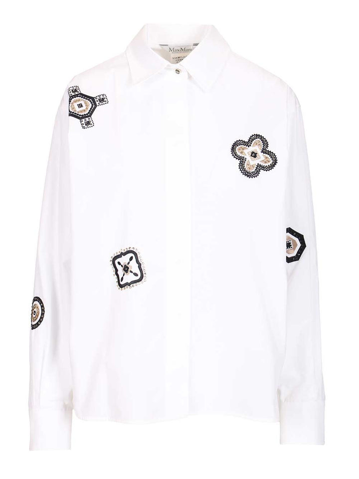 Max Mara Embroidered Poplin Shirt Shirts - Bianco | 9fcdf3c393ad59e7cd07e1bc407c536b09be8b44