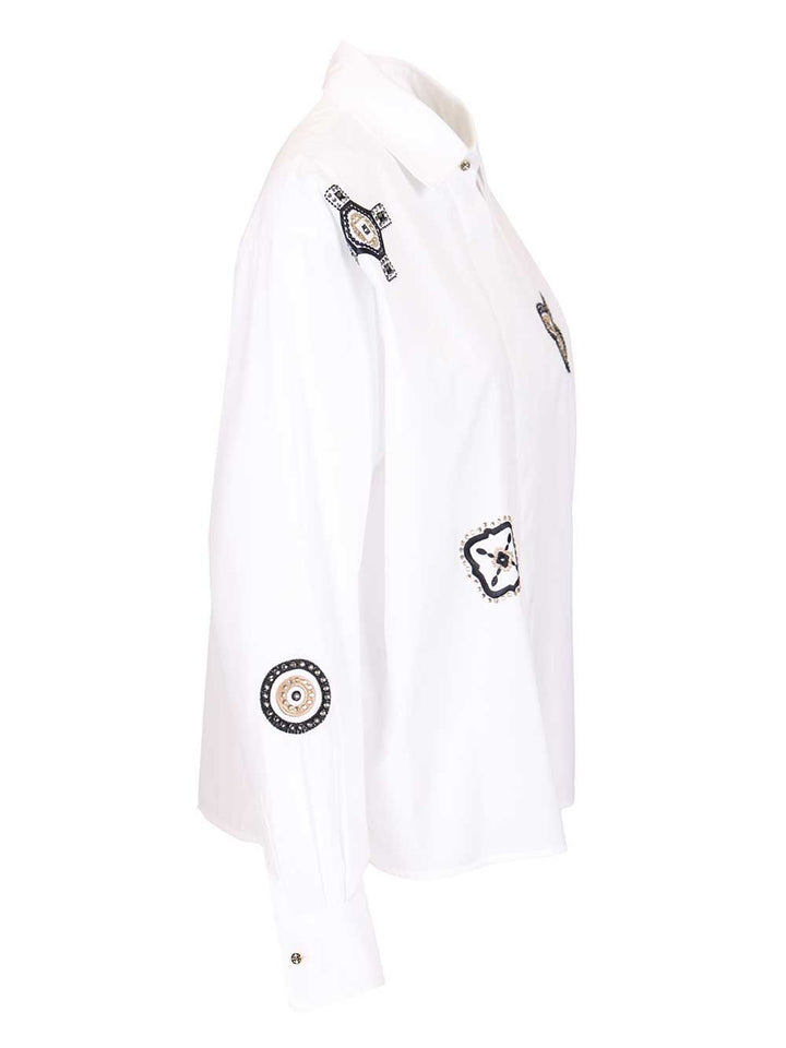 Max Mara Embroidered Poplin Shirt Shirts - Bianco | fe8bfe8410c89bb893e132b4d66ae91d99c8a16c