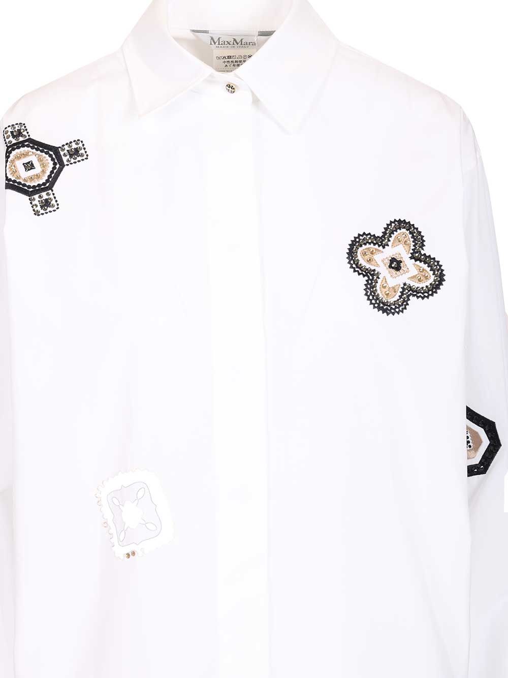 Max Mara Embroidered Poplin Shirt Shirts - Bianco | 03d9ea5c47abd29632f27e15e93899328ce5448b