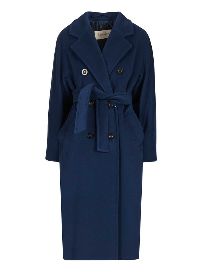 Max Mara Madame Wool Cashmere Double Breasted Coat Coats - Blu | 70631638ffe05ed9d5ce5b77f2c5704ab178e5ac