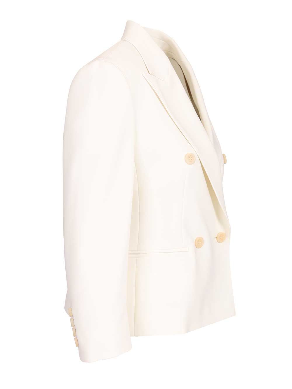 Max Mara Wool Canvas Crop Blazer Giacche - Bianco | 193ff2a5b8bde2da32eb14c76431eae087844af8