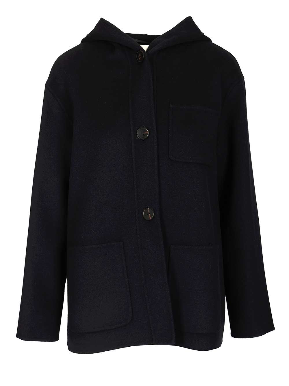 Max Mara Studio Wool, Cashmere And Silk Hooded Coat Coats - Blu | 9aa7dcff5cb2040df81ccead353382f979992cd3