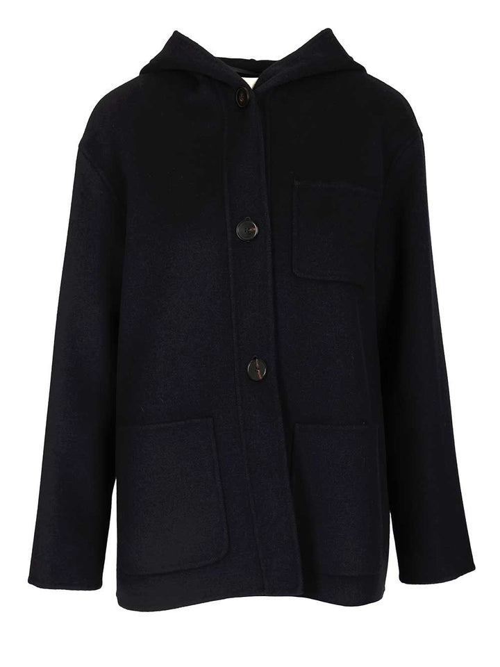 Max Mara Studio Wool, Cashmere And Silk Hooded Coat Coats - Blu | 9aa7dcff5cb2040df81ccead353382f979992cd3