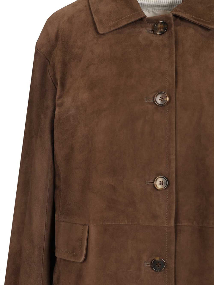 'S Max Mara Suede Jacket Giacche - Marrone | 4f3cbdb86307a09ac547fbd95035570cf3db3b7d