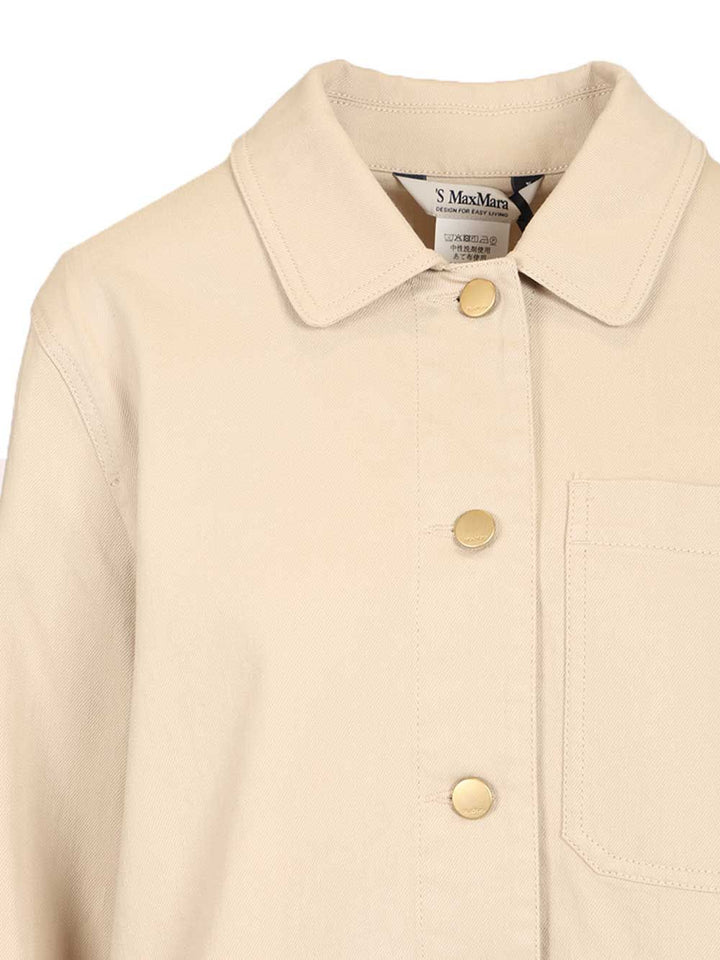 'S Max Mara Fascino Cotton Canvas Shirt Casual - Beige | 6a30e192e662a2c954f027fc8d087253cc992720